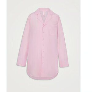 SKIMS light pink cotton poplin oversized button-up sleepshirt